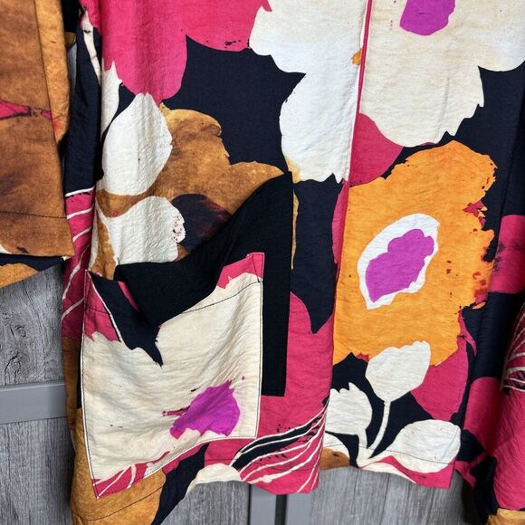 IC by Connie K Tunic 2XL Floral Asymmetric With Pockets Lagenlook Artsy - Picture 3 of 8